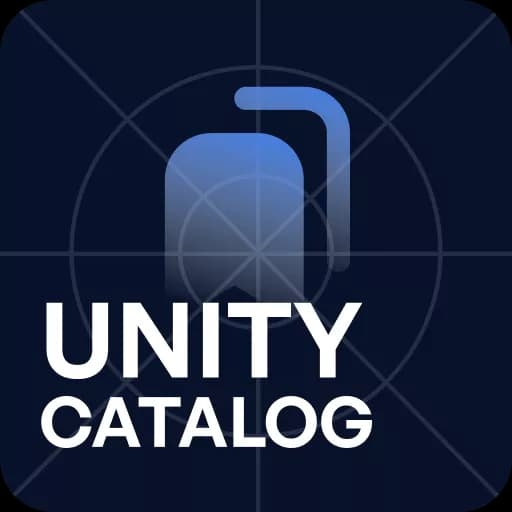Styled image of the words 'UNITY CATALOG'
